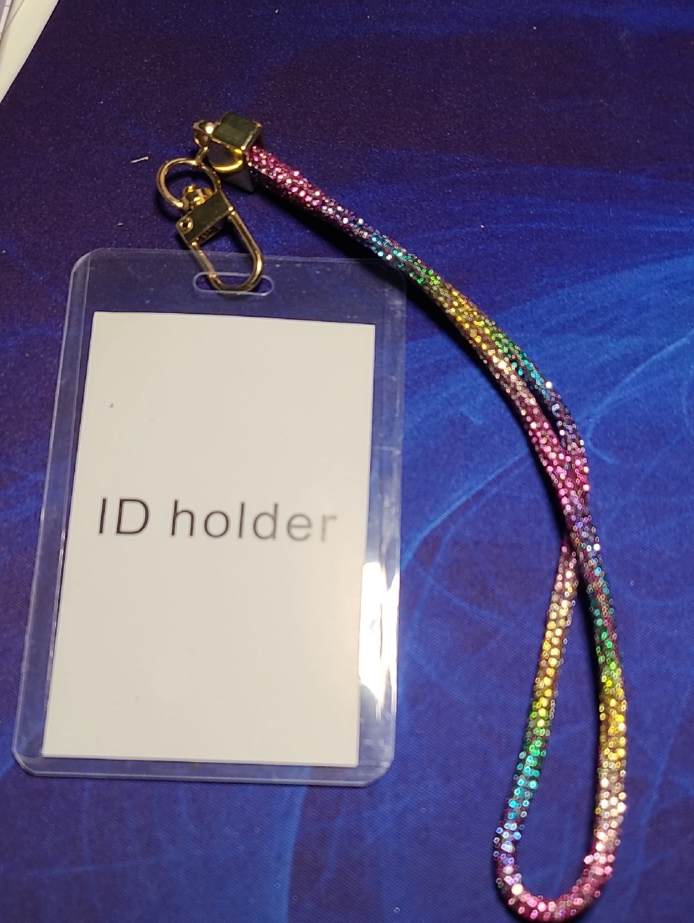 Rhinestone Rainbow Lanyard ID Holder